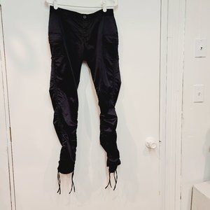Tommy Jeans Hilfiger Black Satin Cinch Cargo Pant